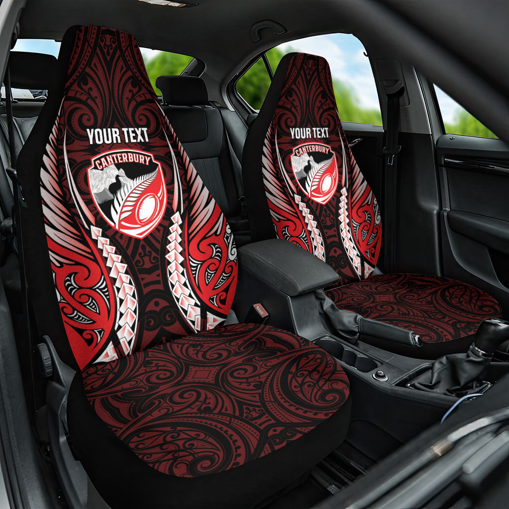Canterbury 2026 Rugby Custom Car Seat Cover NZ Maori Silver Fern LT14 One Size Red - Polynesian Pride