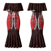 Canterbury 2026 Rugby Custom Couples Matching Mermaid Dress and Long Sleeve Button Shirt NZ Maori Silver Fern LT14 - Polynesian Pride