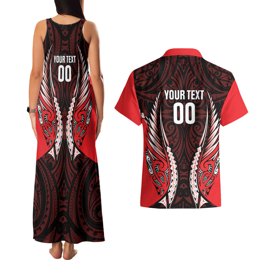 Canterbury 2026 Rugby Custom Couples Matching Tank Maxi Dress and Hawaiian Shirt NZ Maori Silver Fern LT14 - Polynesian Pride