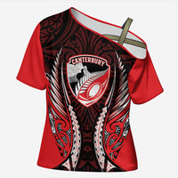 Canterbury 2026 Rugby Custom Cross Shoulder Shirt NZ Maori Silver Fern LT14 Female Red - Polynesian Pride