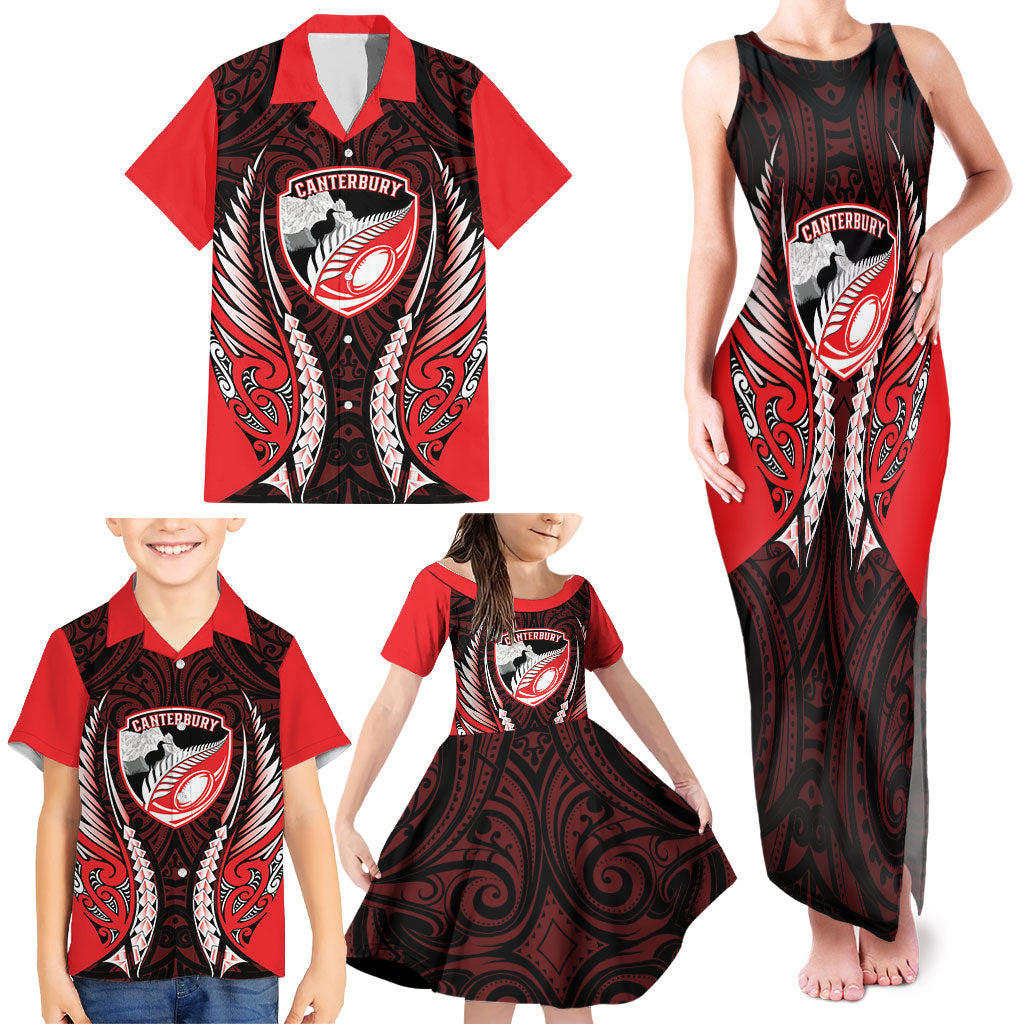 Canterbury 2026 Rugby Custom Family Matching Tank Maxi Dress and Hawaiian Shirt NZ Maori Silver Fern LT14 - Polynesian Pride