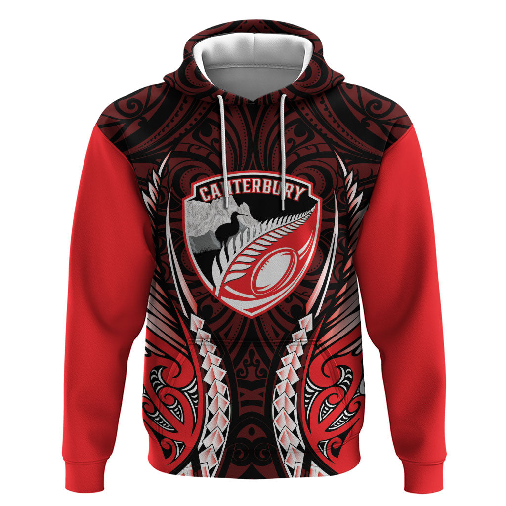 Canterbury 2026 Rugby Custom Hoodie NZ Maori Silver Fern LT14 Pullover Hoodie Red - Polynesian Pride