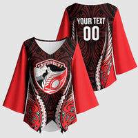 Canterbury 2026 Rugby Custom Kimono Sleeve Blouse NZ Maori Silver Fern LT14 - Polynesian Pride
