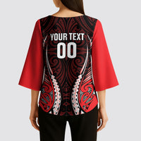 Canterbury 2026 Rugby Custom Kimono Sleeve Blouse NZ Maori Silver Fern LT14 - Polynesian Pride