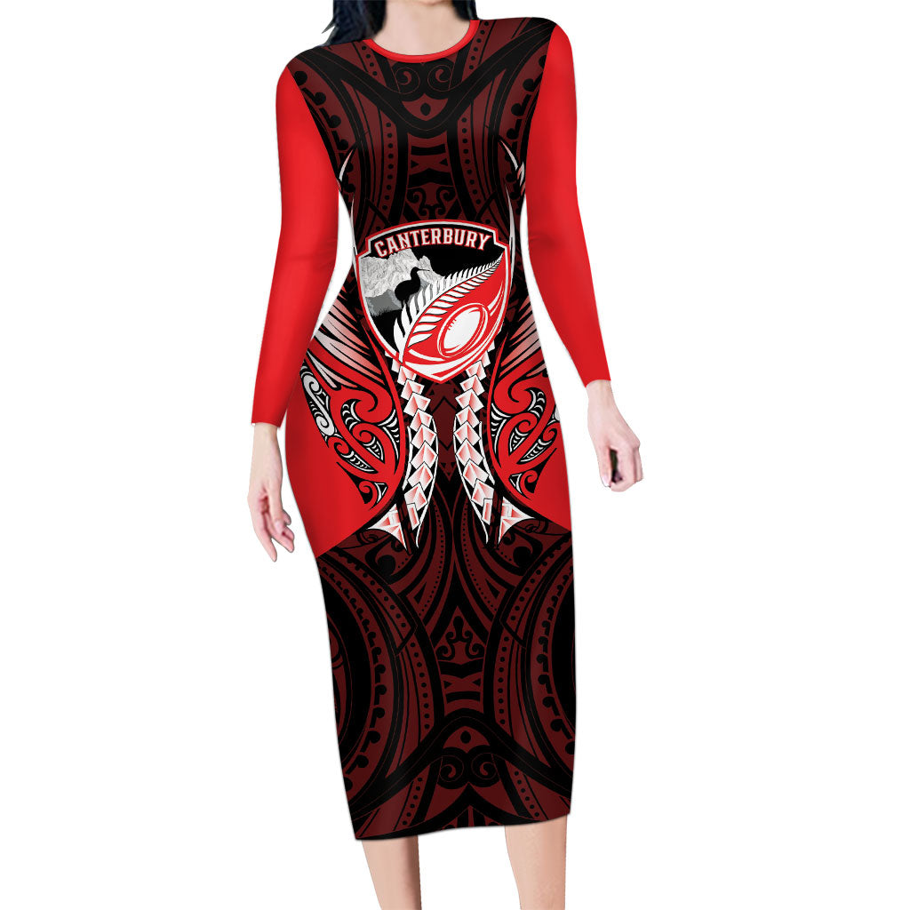 Canterbury 2026 Rugby Custom Long Sleeve Bodycon Dress NZ Maori Silver Fern