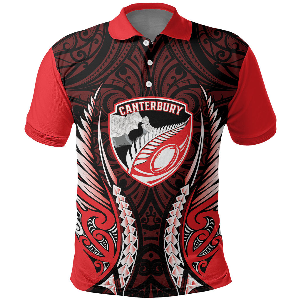 Canterbury 2026 Rugby Custom Polo Shirt NZ Maori Silver Fern LT14 Red - Polynesian Pride