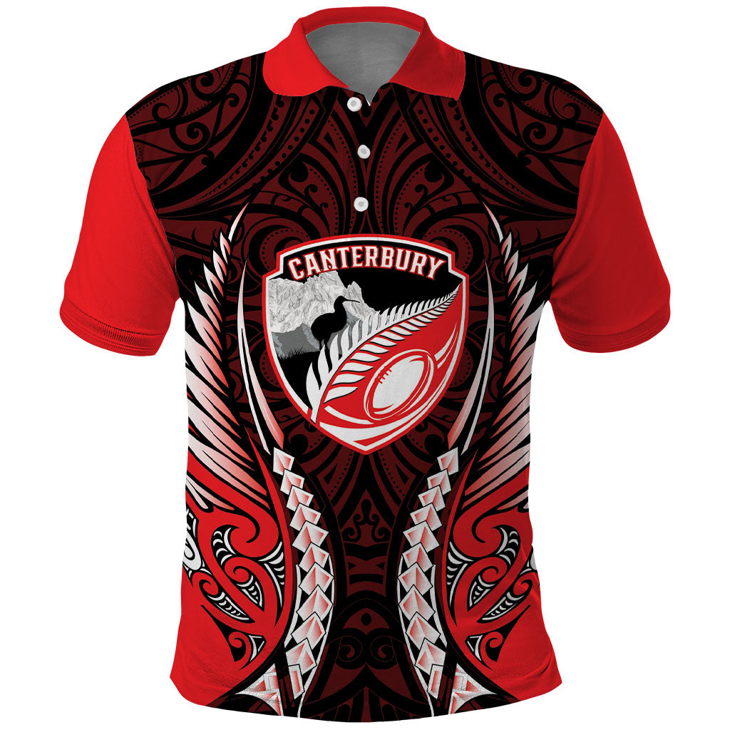 Canterbury 2026 Rugby Custom Polo Shirt NZ Maori Silver Fern LT14 Red - Polynesian Pride