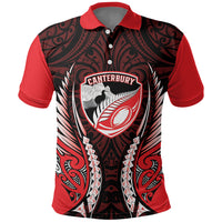Canterbury 2026 Rugby Custom Polo Shirt NZ Maori Silver Fern LT14 Red - Polynesian Pride