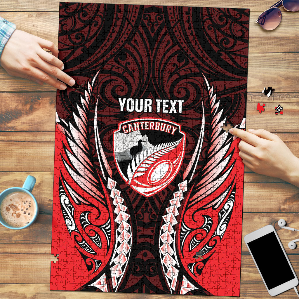 Canterbury 2026 Rugby Custom Puzzle NZ Maori Silver Fern LT14 Red - Polynesian Pride