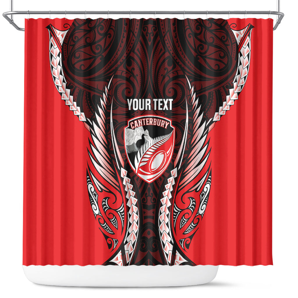 Canterbury 2026 Rugby Custom Shower Curtain NZ Maori Silver Fern