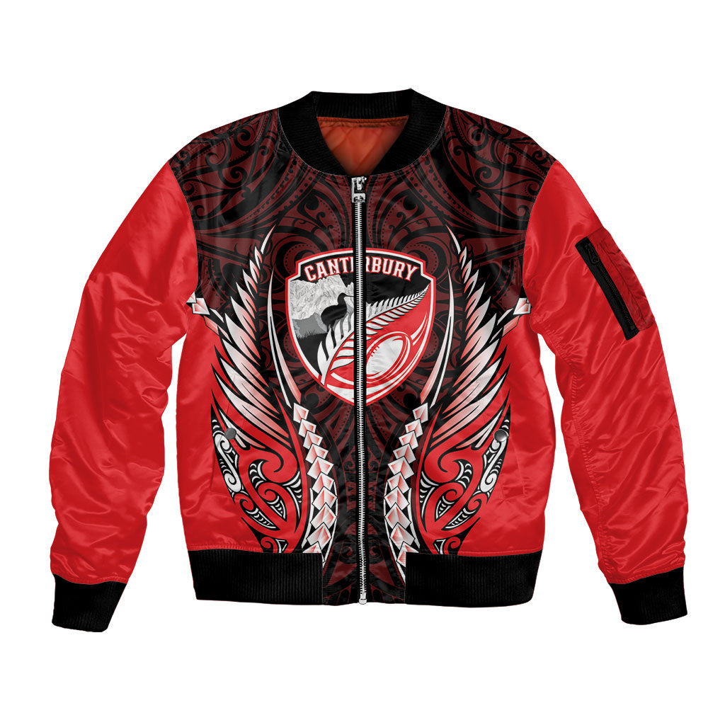 Canterbury 2026 Rugby Custom Sleeve Zip Bomber Jacket NZ Maori Silver Fern