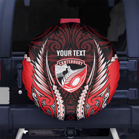 Canterbury 2026 Rugby Custom Spare Tire Cover NZ Maori Silver Fern LT14 No hole Red - Polynesian Pride