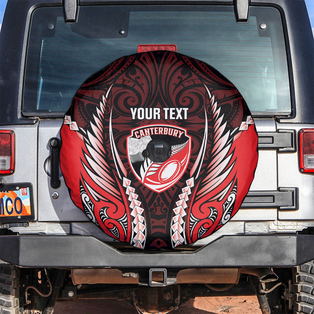Canterbury 2026 Rugby Custom Spare Tire Cover NZ Maori Silver Fern LT14 Red - Polynesian Pride