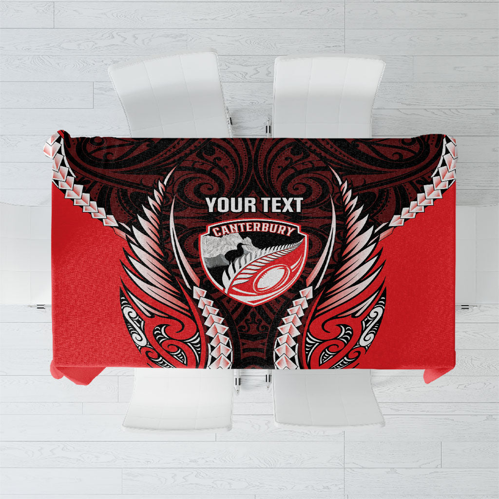 Canterbury 2026 Rugby Custom Tablecloth NZ Maori Silver Fern LT14 Red - Polynesian Pride