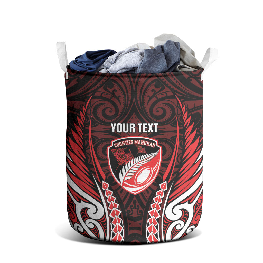 Counties Manukau 2026 Rugby Custom Laundry Basket NZ Maori Silver Fern