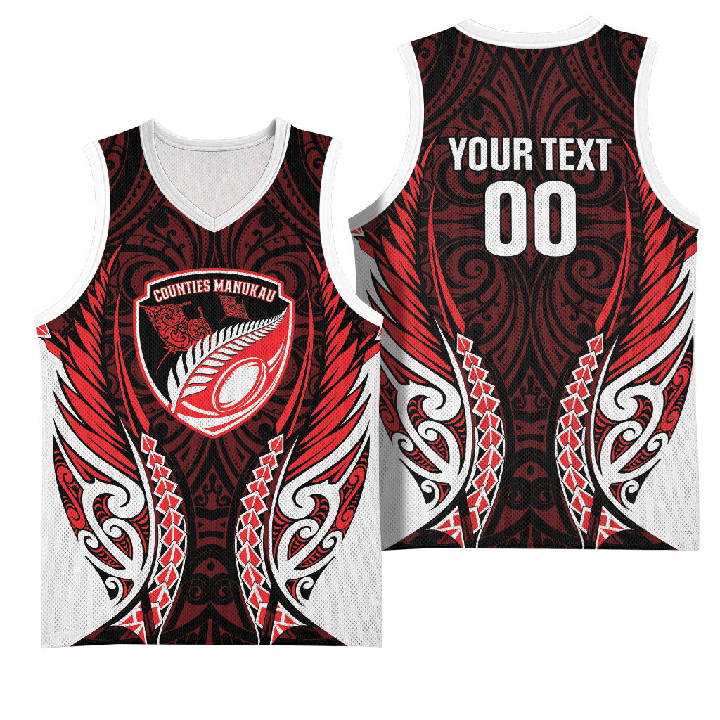 Counties Manukau 2026 Rugby Custom Basketball Jersey NZ Maori Silver Fern