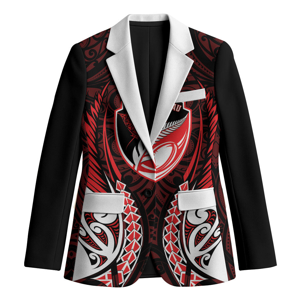 Counties Manukau 2026 Rugby Custom Blazer NZ Maori Silver Fern LT14 Unisex Red - Polynesian Pride