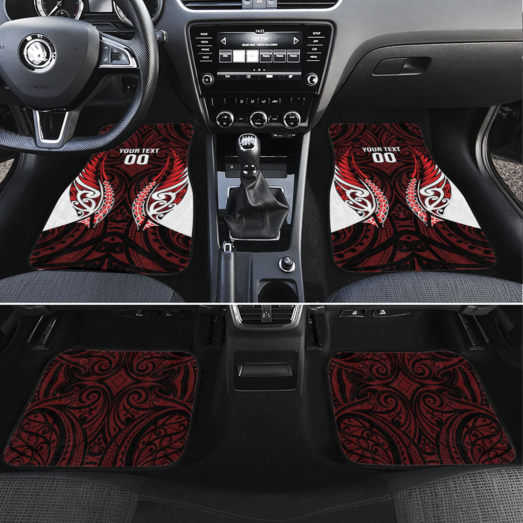 Counties Manukau 2026 Rugby Custom Car Mats NZ Maori Silver Fern LT14 Set 4pcs Red - Polynesian Pride