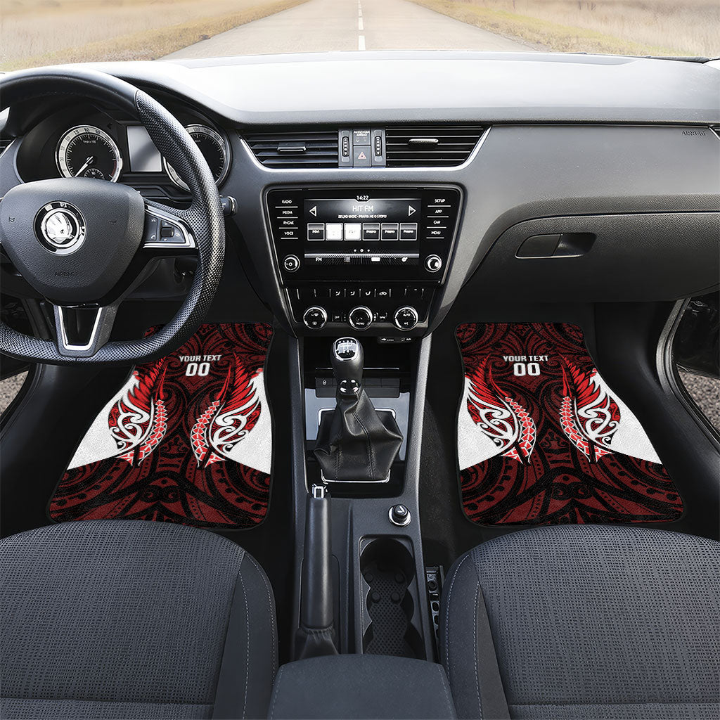 Counties Manukau 2026 Rugby Custom Car Mats NZ Maori Silver Fern LT14 Set 2pcs - Front Red - Polynesian Pride