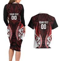 Counties Manukau 2026 Rugby Custom Couples Matching Long Sleeve Bodycon Dress and Hawaiian Shirt NZ Maori Silver Fern LT14 - Polynesian Pride
