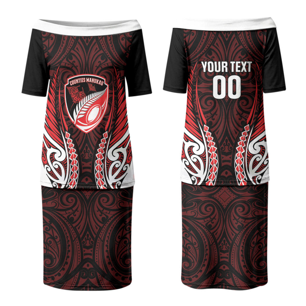 Counties Manukau 2026 Rugby Custom Couples Matching Puletasi and Hawaiian Shirt NZ Maori Silver Fern LT14 - Polynesian Pride