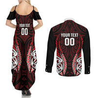 Counties Manukau 2026 Rugby Custom Couples Matching Summer Maxi Dress and Long Sleeve Button Shirt NZ Maori Silver Fern LT14 - Polynesian Pride