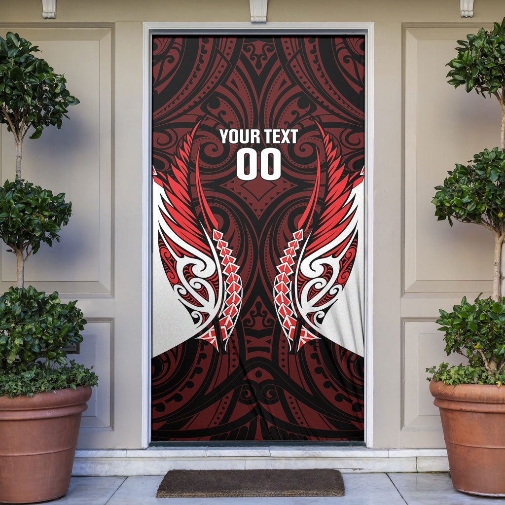 Counties Manukau 2026 Rugby Custom Door Cover NZ Maori Silver Fern LT14 Red - Polynesian Pride
