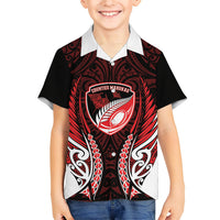Counties Manukau 2026 Rugby Custom Family Matching Tank Maxi Dress and Hawaiian Shirt NZ Maori Silver Fern LT14 Son's Shirt Red - Polynesian Pride