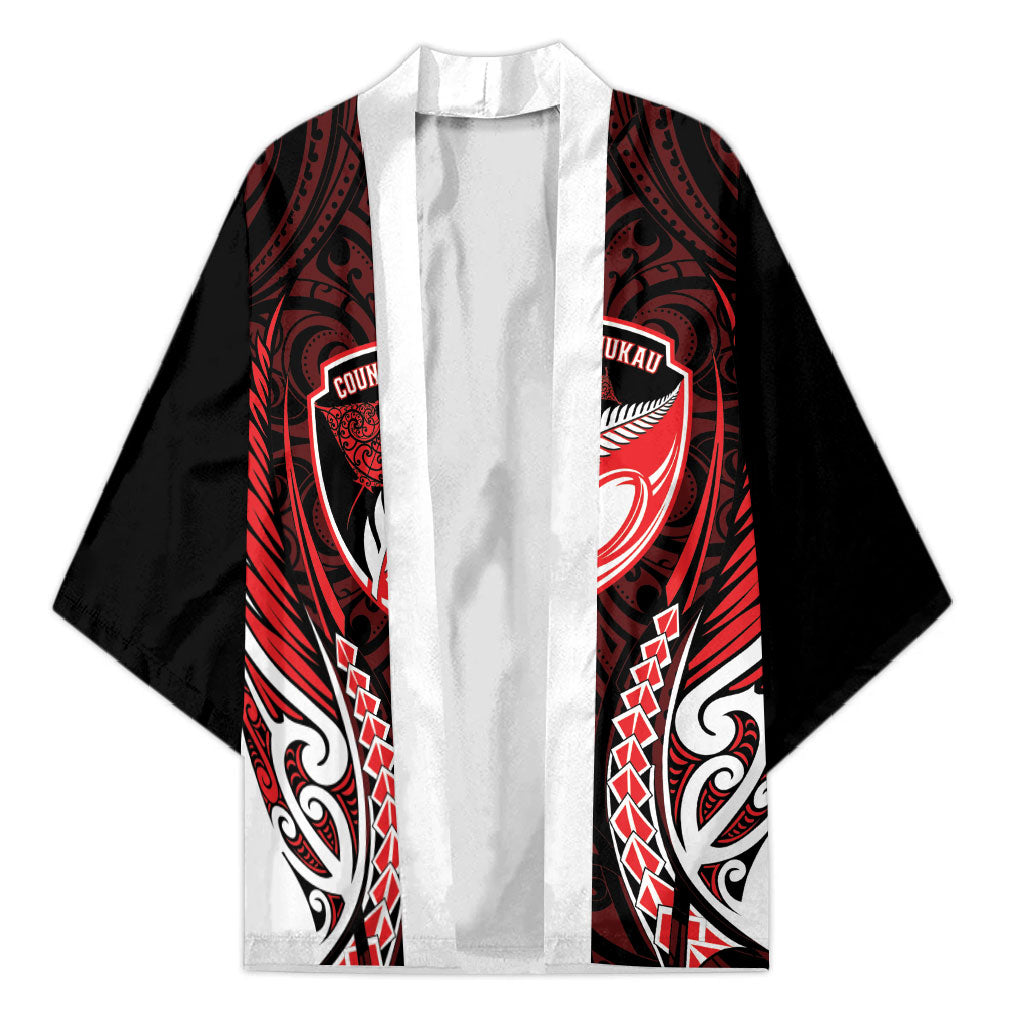 Counties Manukau 2026 Rugby Custom Kimono NZ Maori Silver Fern LT14 Unisex Red - Polynesian Pride