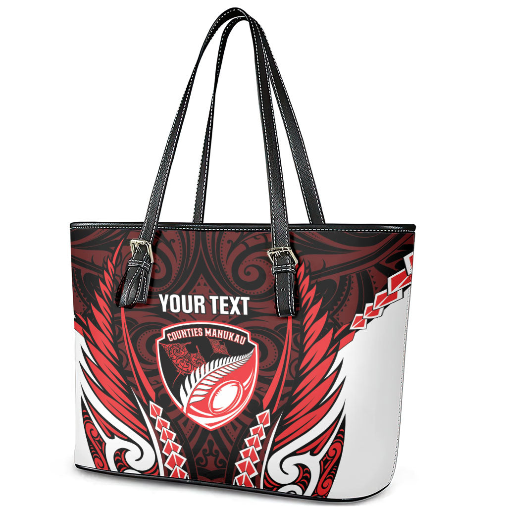 Counties Manukau 2026 Rugby Custom Leather Tote Bag NZ Maori Silver Fern