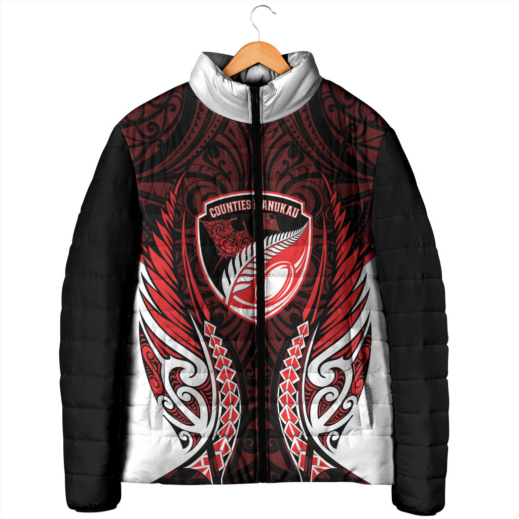 Counties Manukau 2026 Rugby Custom Padded Jacket NZ Maori Silver Fern