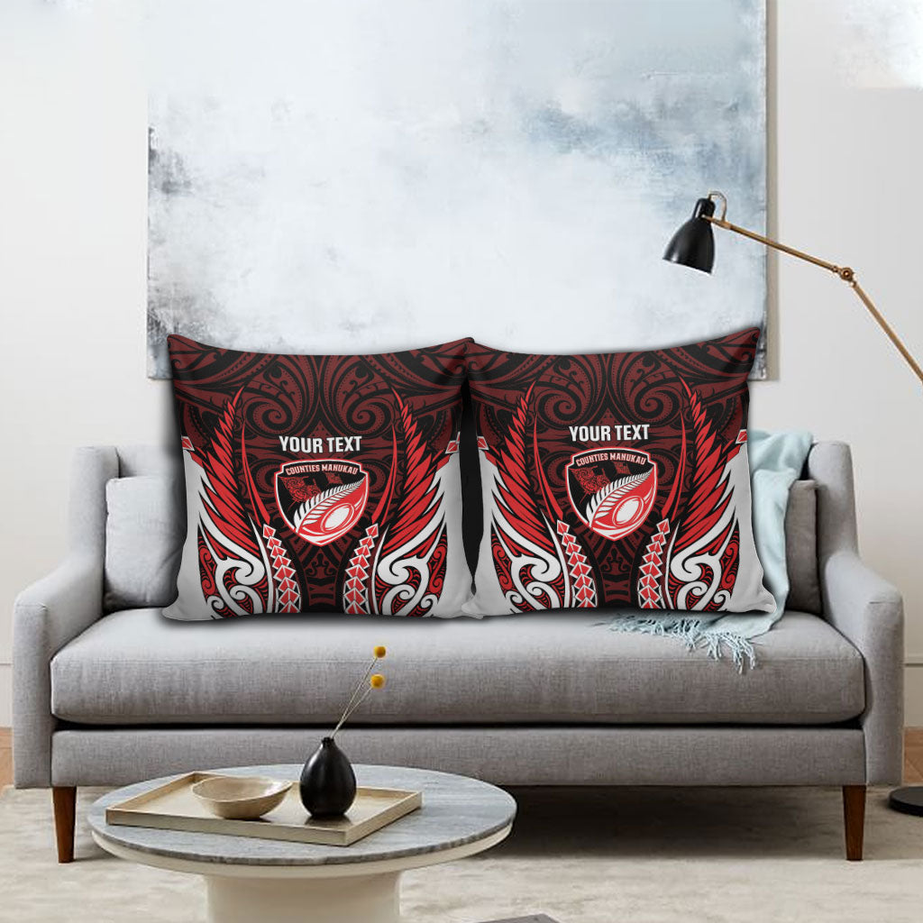 Counties Manukau 2026 Rugby Custom Pillow Cover NZ Maori Silver Fern