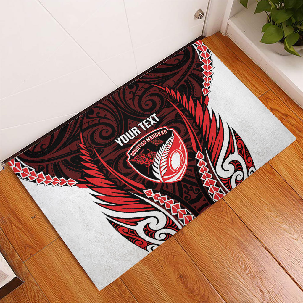 Counties Manukau 2026 Rugby Custom Rubber Doormat NZ Maori Silver Fern LT14 - Polynesian Pride