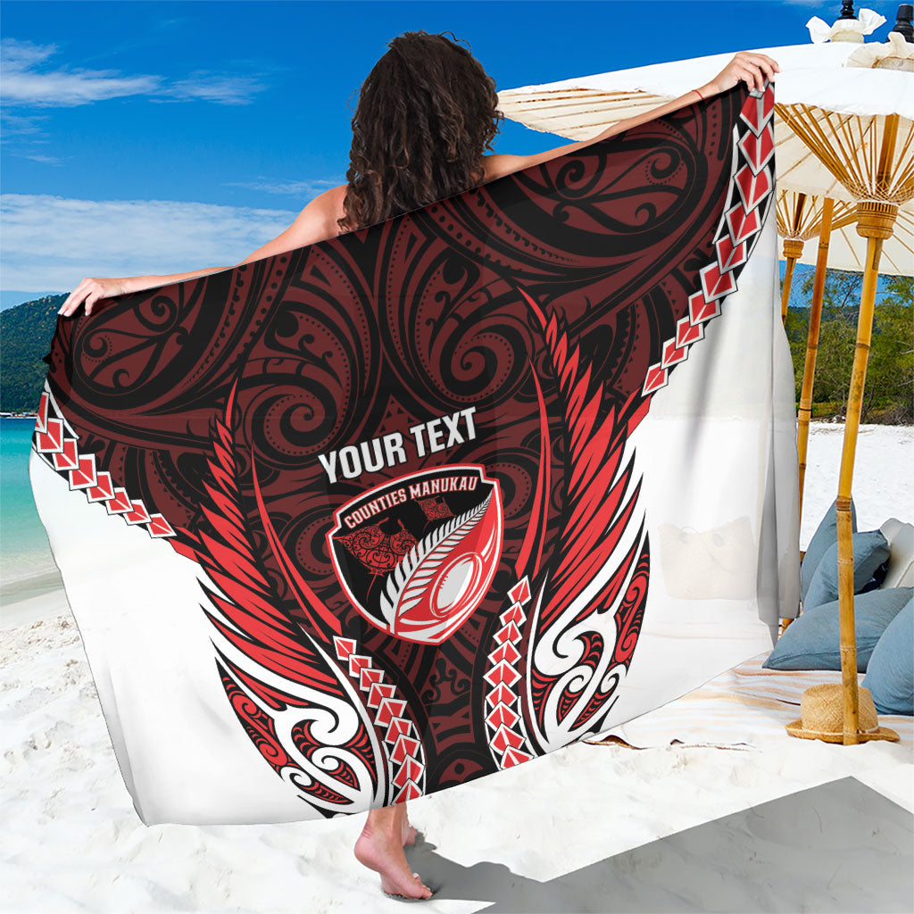 Counties Manukau 2026 Rugby Custom Sarong NZ Maori Silver Fern LT14 One Size 44 x 66 inches Red - Polynesian Pride