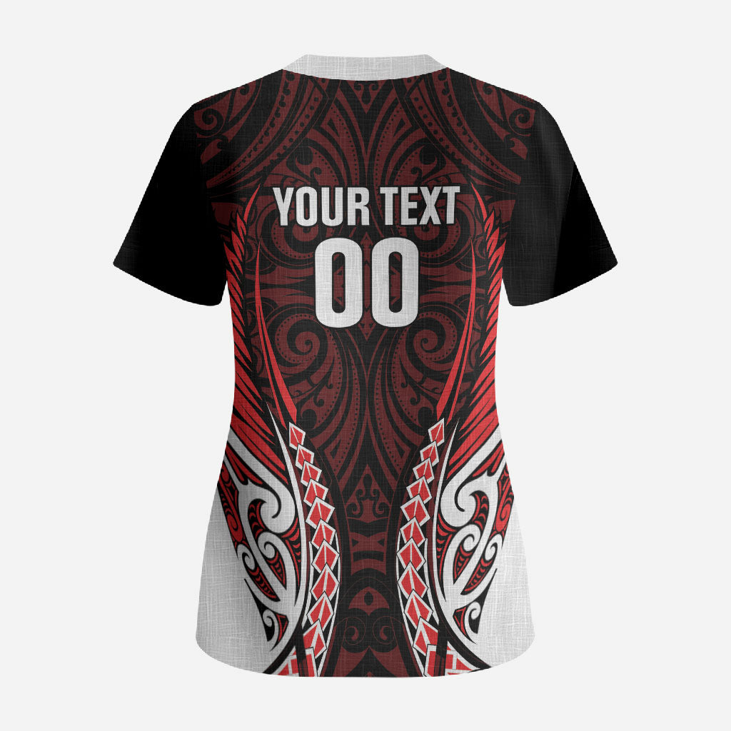 Counties Manukau 2026 Rugby Custom Scrub Top NZ Maori Silver Fern LT14 - Polynesian Pride