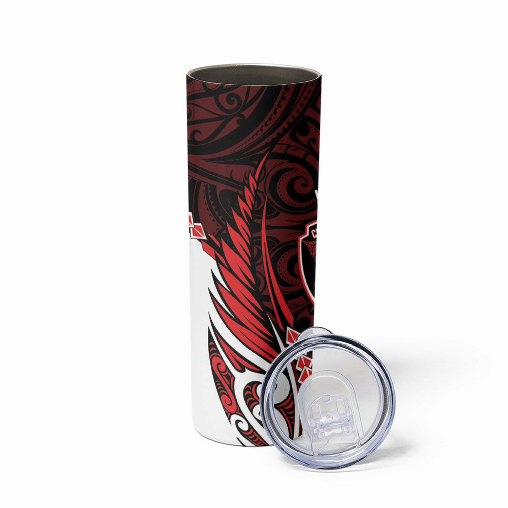 Counties Manukau 2026 Rugby Custom Skinny Tumbler NZ Maori Silver Fern LT14 - Polynesian Pride