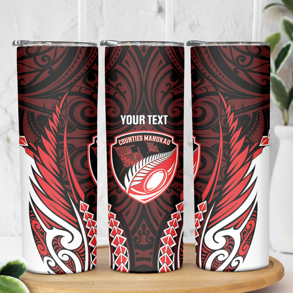 Counties Manukau 2026 Rugby Custom Skinny Tumbler NZ Maori Silver Fern LT14 - Polynesian Pride