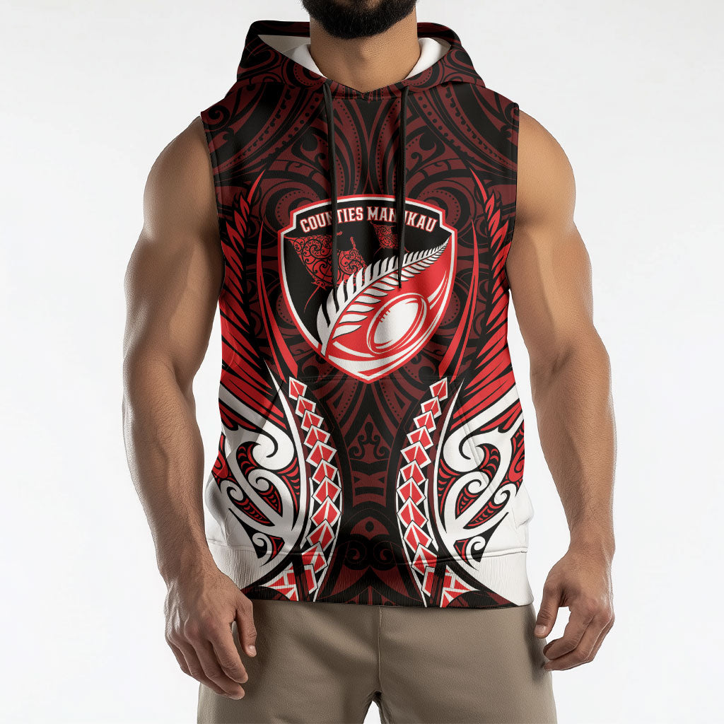 Counties Manukau 2026 Rugby Custom Sleeveless Hoodie NZ Maori Silver Fern