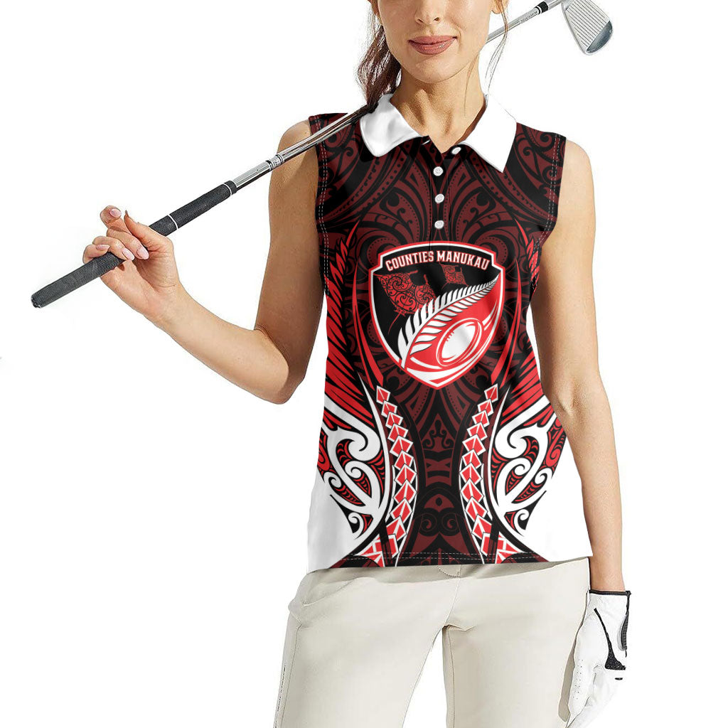 Counties Manukau 2026 Rugby Custom Women Sleeveless Polo Shirt NZ Maori Silver Fern LT14 - Polynesian Pride