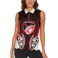 Counties Manukau 2026 Rugby Custom Women Sleeveless Polo Shirt NZ Maori Silver Fern LT14 - Polynesian Pride