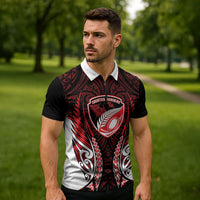 Counties Manukau 2026 Rugby Custom Zipper Polo Shirt NZ Maori Silver Fern LT14 - Polynesian Pride