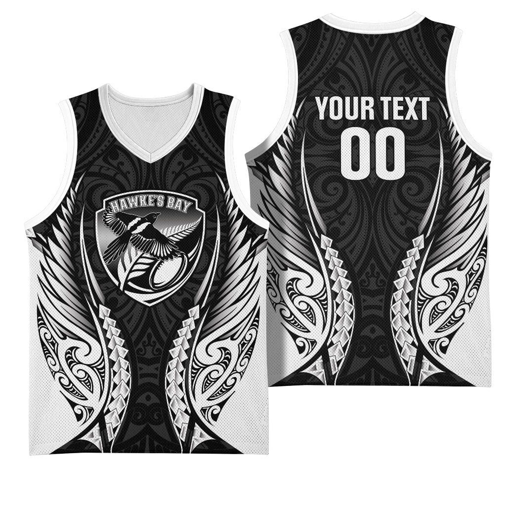 Hawke's Bay 2026 Rugby Custom Basketball Jersey NZ Maori Silver Fern LT14 - Polynesian Pride
