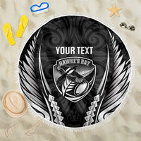 Hawke's Bay 2026 Rugby Custom Beach Blanket NZ Maori Silver Fern