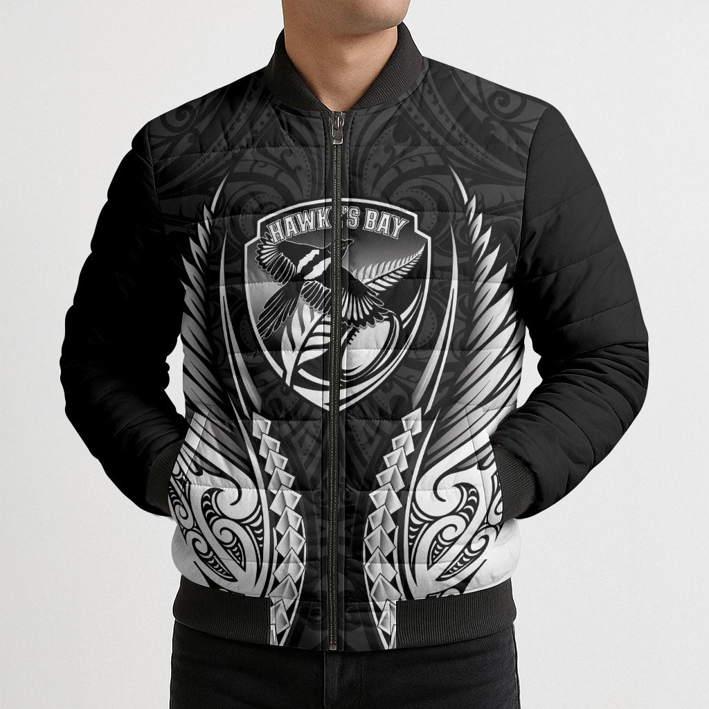 Hawke's Bay 2026 Rugby Custom Bomber Puffer Jacket NZ Maori Silver Fern