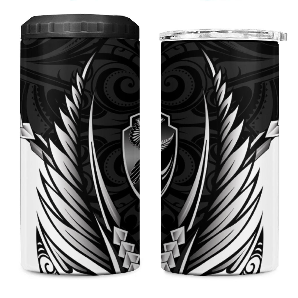 Hawke's Bay 2026 Rugby Custom 4 in 1 Can Cooler Tumbler NZ Maori Silver Fern LT14 One Size: 16 oz Black - Polynesian Pride