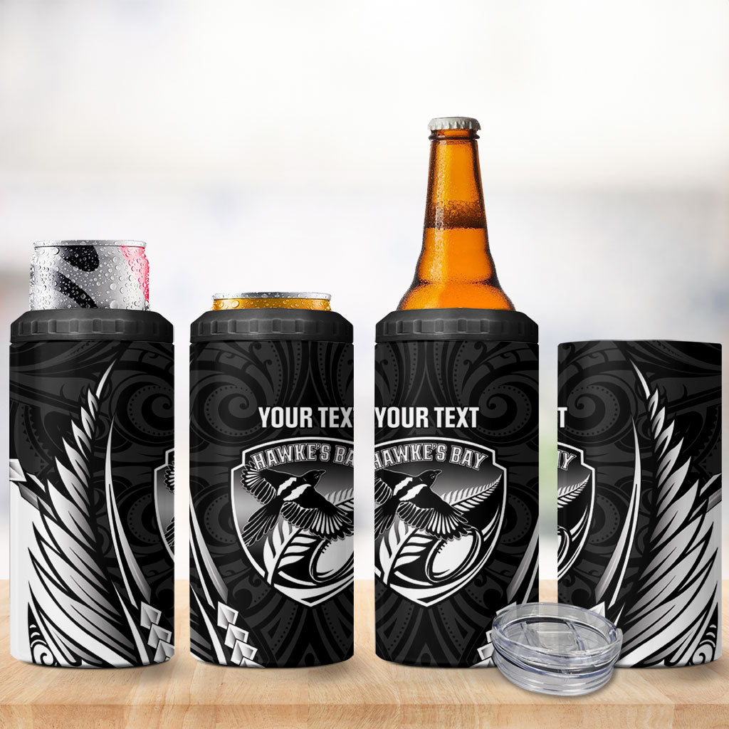 Hawke's Bay 2026 Rugby Custom 4 in 1 Can Cooler Tumbler NZ Maori Silver Fern
