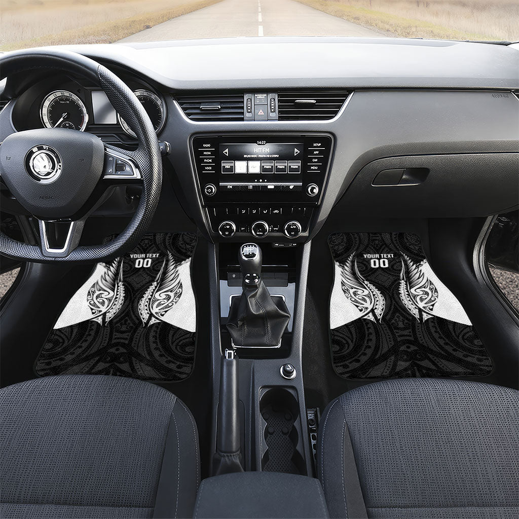Hawke's Bay 2026 Rugby Custom Car Mats NZ Maori Silver Fern LT14 Set 2pcs - Front Black - Polynesian Pride