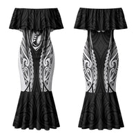 Hawke's Bay 2026 Rugby Custom Couples Matching Mermaid Dress and Long Sleeve Button Shirt NZ Maori Silver Fern LT14 - Polynesian Pride