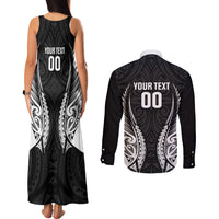 Hawke's Bay 2026 Rugby Custom Couples Matching Tank Maxi Dress and Long Sleeve Button Shirt NZ Maori Silver Fern LT14 - Polynesian Pride