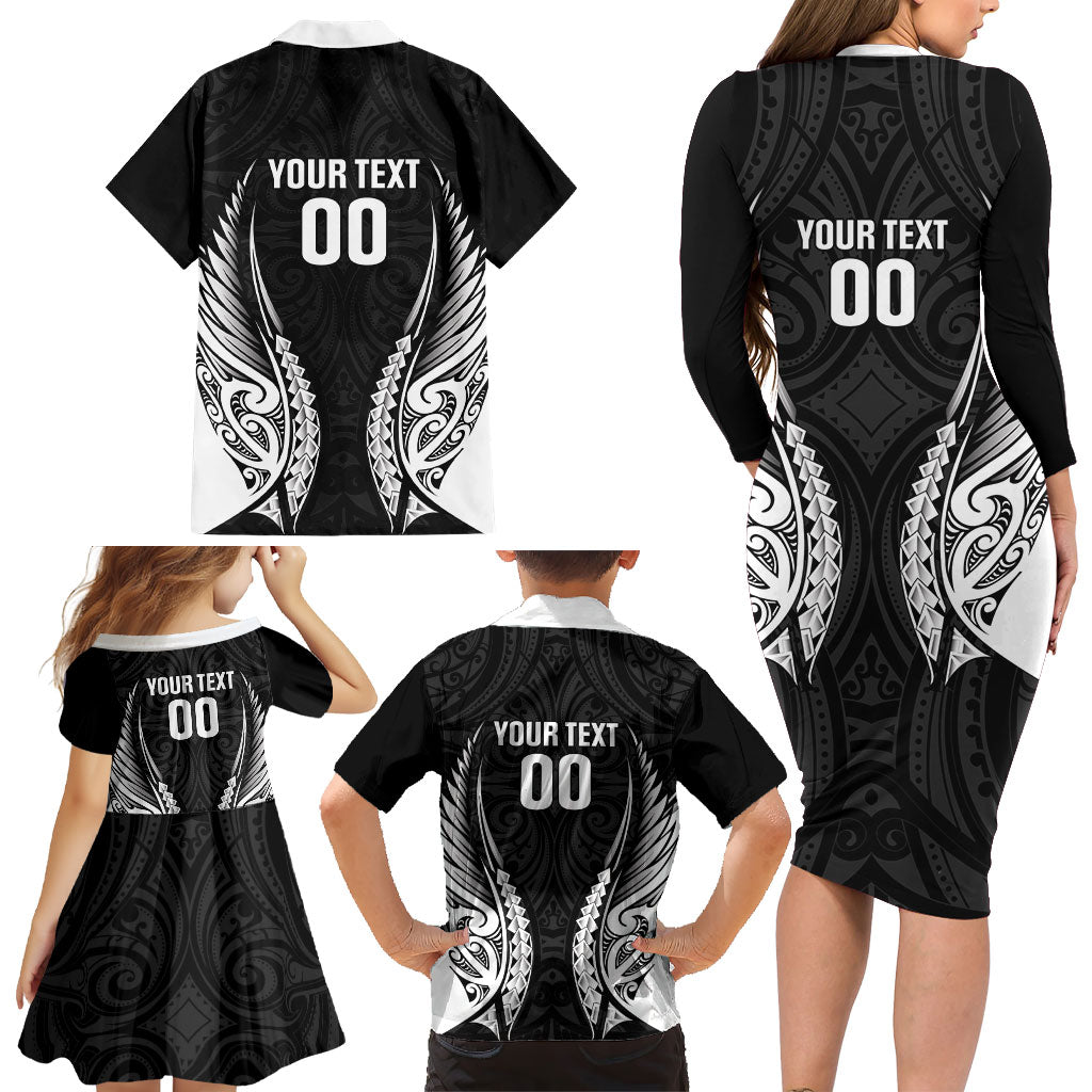 Hawke's Bay 2026 Rugby Custom Family Matching Long Sleeve Bodycon Dress and Hawaiian Shirt NZ Maori Silver Fern LT14 - Polynesian Pride